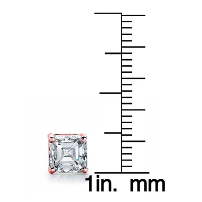 Suzy Levian Rose Plated Sterling Silver Asscher-cut Cubic Zirconia 6mm 2.50 Cttw Stud Earrings In Pink