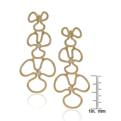 Suzy Levian Sterling Silver Cubic Zirconia Flower Drop Dangle Earrings In Gold