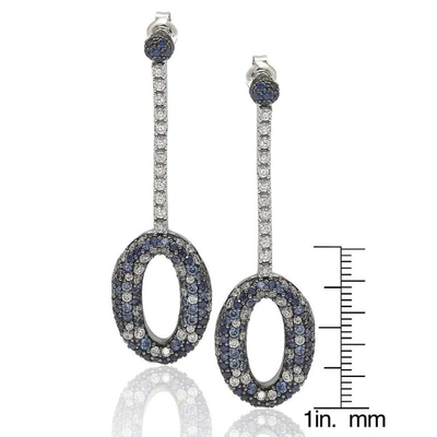 Suzy Levian Sterling Silver 4 2/3ct Tgw Sapphire And Diamond Accent Pave Earrings In Blue