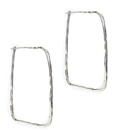 Shop A Blonde And Her Bag Silver Wire Rectangular Hoop Earring