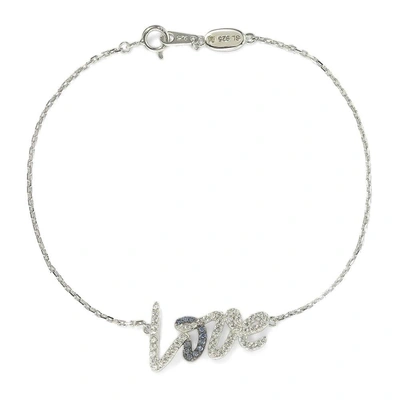 Suzy Levian Sterling Silver Sapphire And Diamond Accent Love Bracelet - Blue In Blue