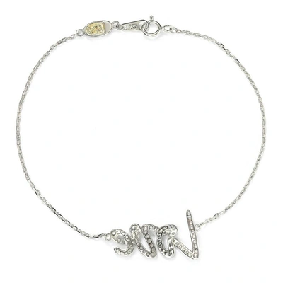 Suzy Levian Sterling Silver Sapphire And Diamond Accent Love Bracelet - Blue In Blue