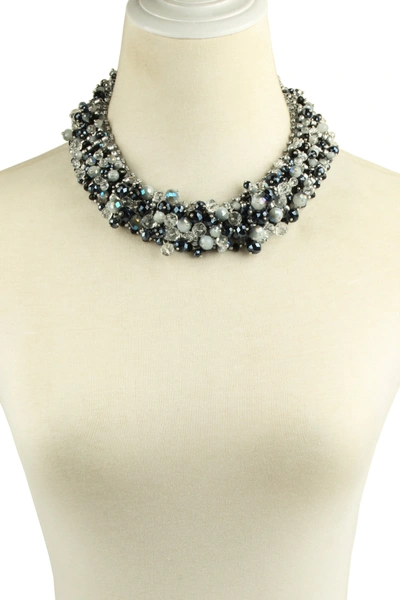 Eye Candy La Crystal Statement Necklace In Black