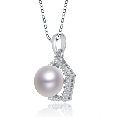 Shop Genevive Sterling Silver Cubic Zirconia Pearl Necklace
