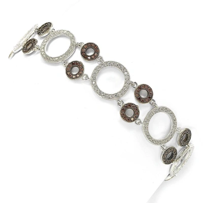 Shop Suzy Levian Sterling Silver Brown And White Cubic-zirconia Circles Tennis Bracelet