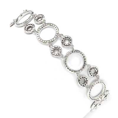 Shop Suzy Levian Sterling Silver Brown And White Cubic-zirconia Circles Tennis Bracelet