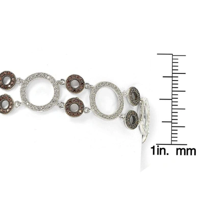 Shop Suzy Levian Sterling Silver Brown And White Cubic-zirconia Circles Tennis Bracelet