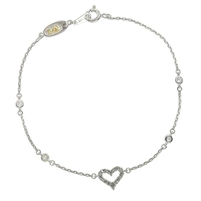 Shop Suzy Levian Sterling Silver Sapphire & Diamond Heart Station Bracelet In Blue