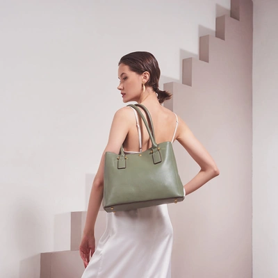 Shop Melie Bianco Isabella Sage Large Shoulder Bag In Green
