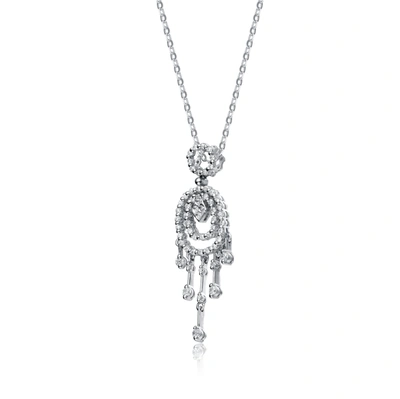 Shop Genevive Sterling Silver Cubic Zirconia And White Cubic Zirconia Dangling Pendant Necklace