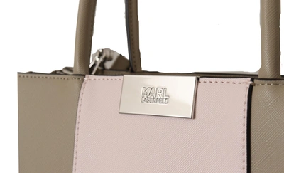 Shop Karl Lagerfeld Sage Polyurethane Tote Shoulder Women's Bag In Beige