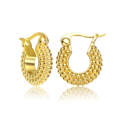 Rachel Glauber 14k Gold Plated Bead Hoop Earrings In Yellow