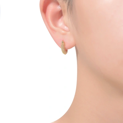 Rachel Glauber 14k Gold Plated Bead Hoop Earrings In Yellow
