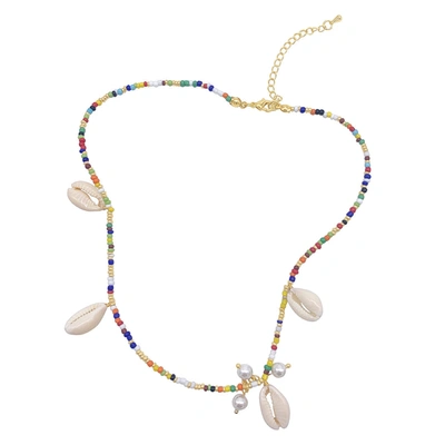 Shop Adornia Pearl And Shell Mix Color Necklace Gold In Multi