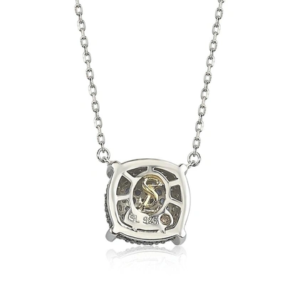Suzy Levian Silver Diamond & Blue Sapphire Necklace In Blue