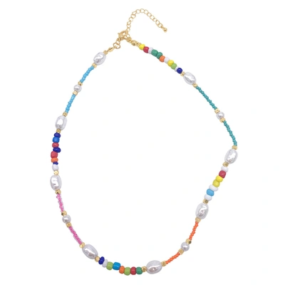 Shop Adornia Freshwater Pearl And Color Mix Beaded Necklace Gold In Multi