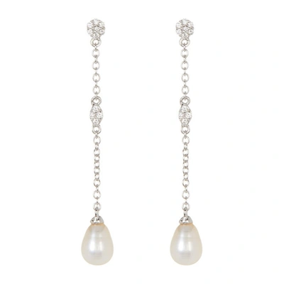 Adornia Freshwater Pearl And Crystal Drop Earrings Silver In White