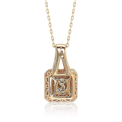Suzy Levian Rosed Sterling Silver Asscher-cut Cubic Zirconia Halo Pendant In White