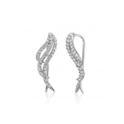 Adornia Silver Crystal Ear Climber In Silver
