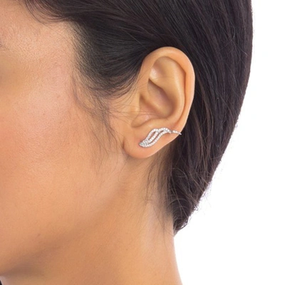 Adornia Silver Crystal Ear Climber In Silver
