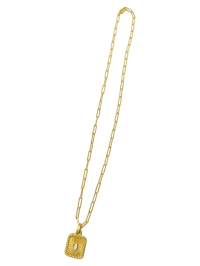 Shop Adornia Paper Clip Chain Pendant Neckalce Gold In White