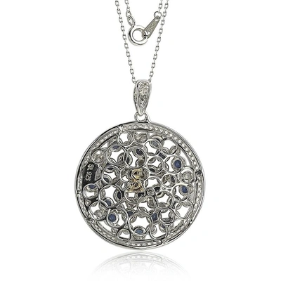 Suzy Levian Sterling Silver Sapphire & Diamond Accent Multi-circle Pendant In Blue