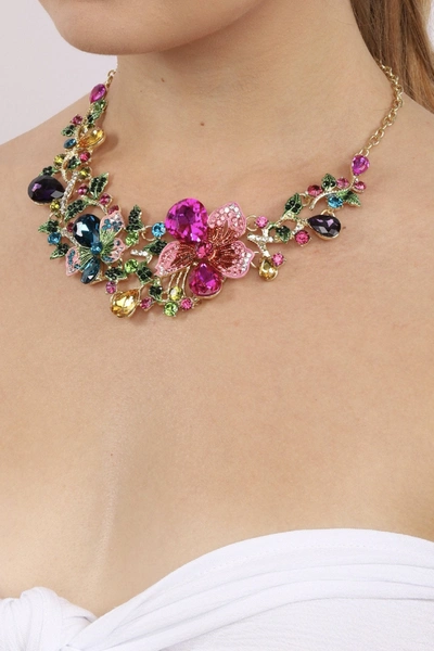 Eye Candy La Pop Florals Earring And Necklace Set In Multi