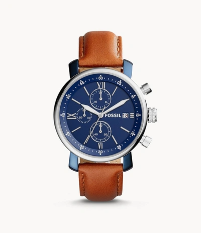 Shop Fossil Men's Rhett Chronograph, Two-tone Stainless Steel Watch In Brown