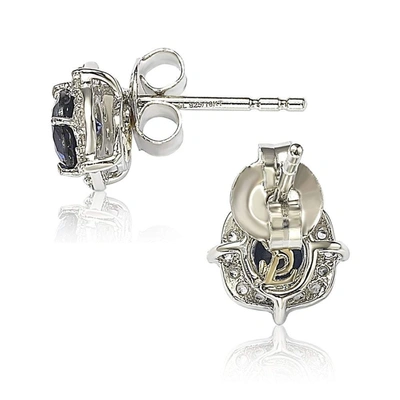Suzy Levian Sterling Silver Pink Sapphire 0.66cttw Halo Stud Earrings In Blue