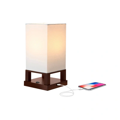 Shop Brightech Maxwell Led Table Lamp With Usb Charging Ports In Brown
