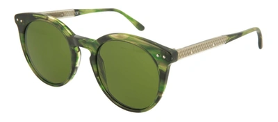 Shop Bottega Veneta Bv0096s-30001098003 Round/oval Sunglasses In Green