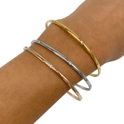 Adornia Tri-tone Plated Cz Bangle Bracelet In Multi