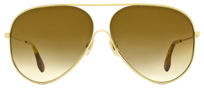 Shop Victoria Beckham Women's Aviator Sunglasses Vb133s 702 Gold/honey Havana 61mm