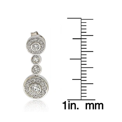 Suzy Levian Sterling Silver White Cubic Zirconia Circle Drop Earrings