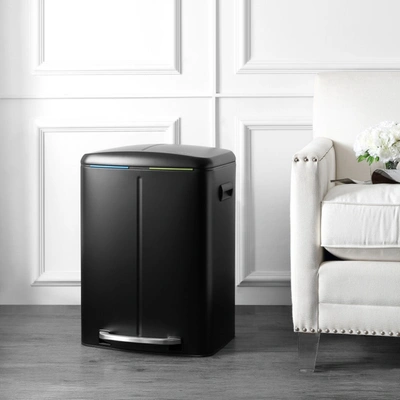Happimess Marco Rectangular 10.5-gallon Double Bucket Trash Can With Soft-close Lid In Black