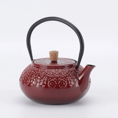Minimal Enameled Cast Iron Teapot - Sakura In Multi