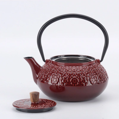 Minimal Enameled Cast Iron Teapot - Sakura In Multi