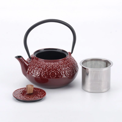 Minimal Enameled Cast Iron Teapot - Sakura In Multi