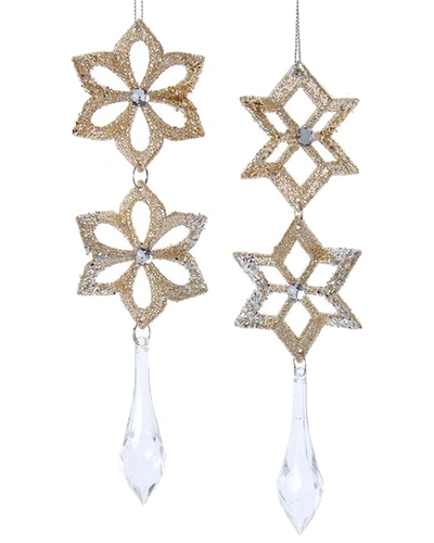 Shop Kurt Adler 7in Cube Snowflake Ornament Set Of 2 In Silver