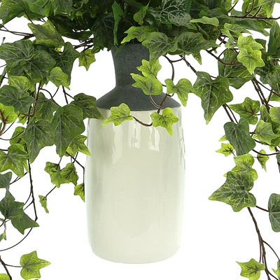 Shop Creative Displays Ivy Arrangement In A Tall Ceramic Vase In Green