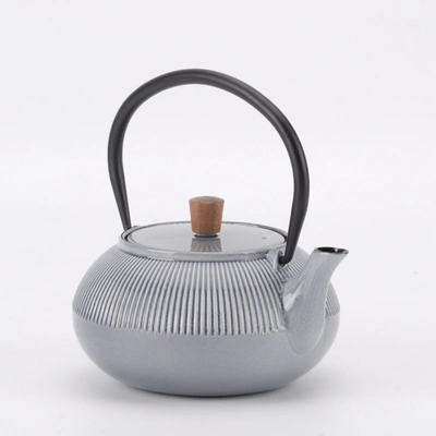 Minimal Enameled Cast Iron Teapot - Line In Multi