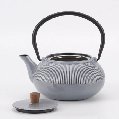 Minimal Enameled Cast Iron Teapot - Line In Multi