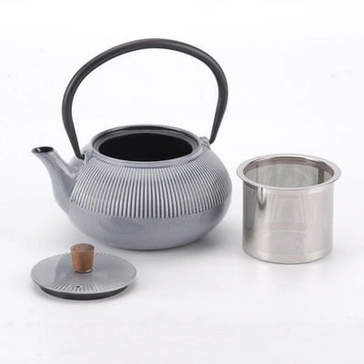 Shop Minimal Enameled Cast Iron Teapot - Line In Multi