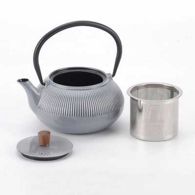 Minimal Enameled Cast Iron Teapot - Line In Multi