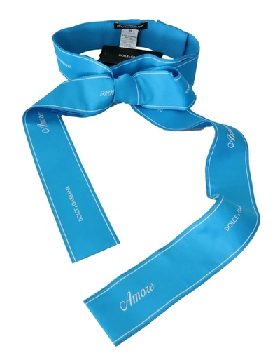 Shop Dolce & Gabbana Waist Ribbon Wide Bow Women's Belt In Blue