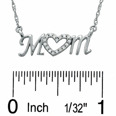 Shop Pompeii3 Diamond Heart Mom Pendant 10k White Gold Women's Necklace In Silver