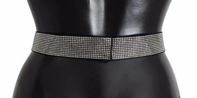 Shop Dolce & Gabbana Silk Clear Crystal Bow Waist Men's Belt In Black