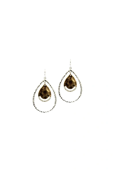 Shop A Blonde And Her Bag Silver Teardrop Dangle Earring With Gold Accent In Black