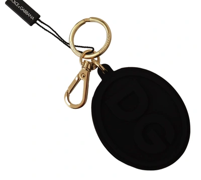 Shop Dolce & Gabbana Rubber Dg Logo  Brass Metal Keyring Men's Keychain In Gold