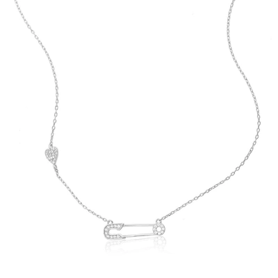 Shop Adornia Safety Pin Heart Necklace Silver